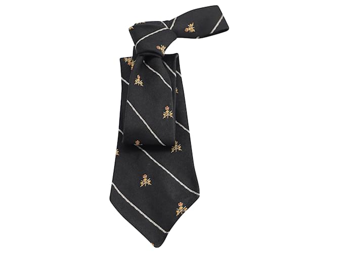 Ralph Lauren The Bleecker Club Krawatte aus schwarzer Seide  ref.523956