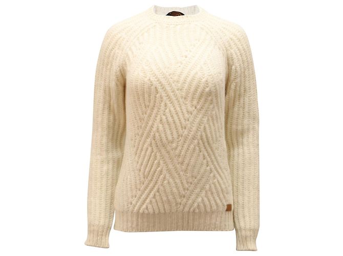 Zopfstrickpullover von Tod's aus cremefarbener Wolle