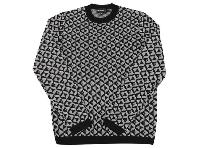 Emporio Armani Geometric Print Sweater in Multicolor Wool