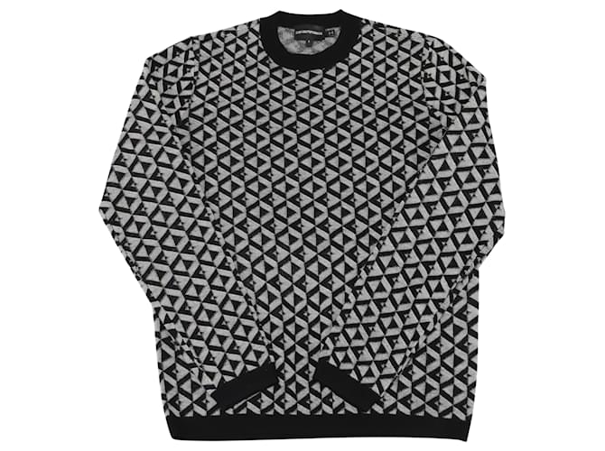 Suéter Emporio Armani com estampa geométrica em lã multicolorida  ref.523968