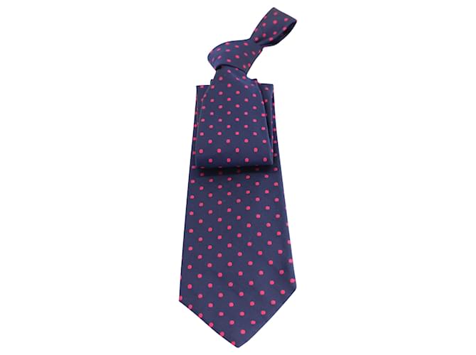 Ralph Lauren Purple Label Polka-Dot Tie in Navy Blue Silk  ref.523974