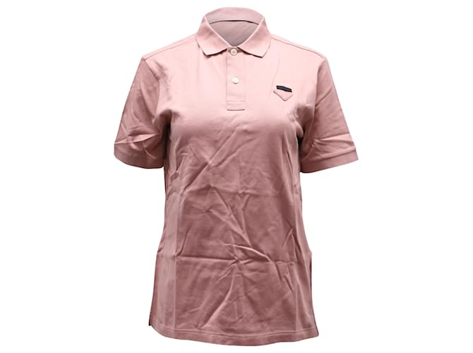 Camisa Polo Prada Piqué em Algodão Rosa  ref.523997