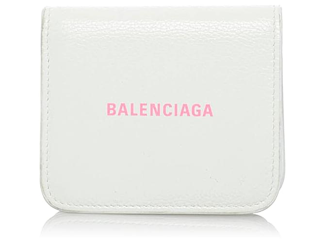 Balenciaga White Everyday Bi-fold Leather Small Wallet Pony-style calfskin  ref.524049
