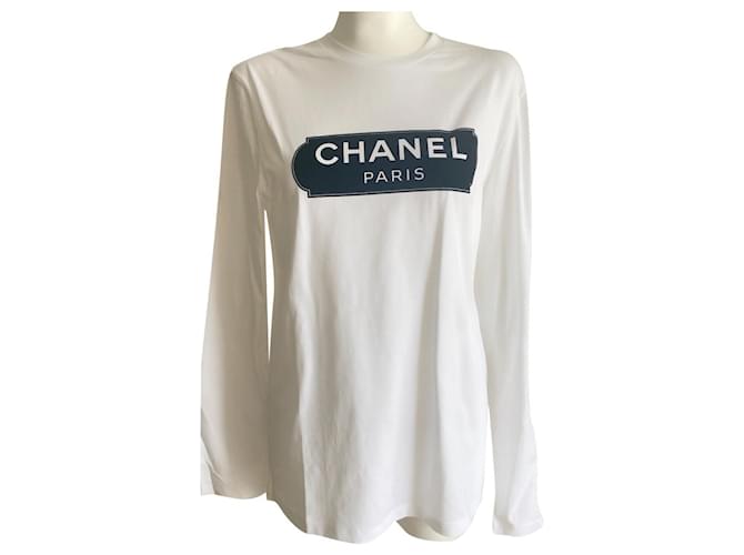 Chanel Camiseta Blanco roto Algodón  ref.524378