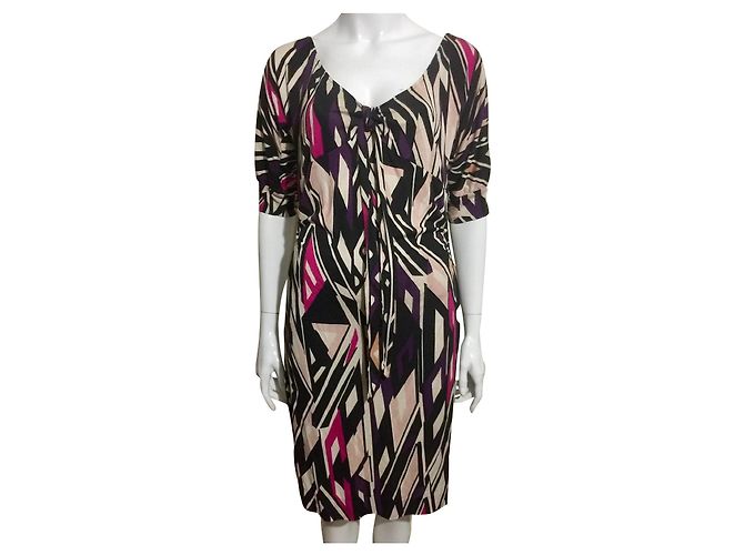 Diane Von Furstenberg DvF Vintage Kitt Seidenkleid Mehrfarben