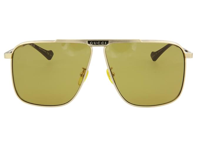 Gucci Aviator-Style Metal Sunglasses Golden Metallic  ref.524669