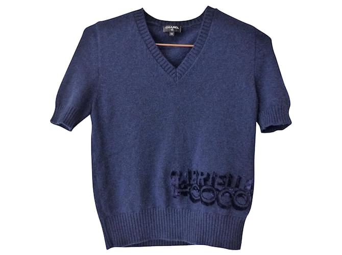 Chanel Knitwear Blue Cashmere  ref.524971