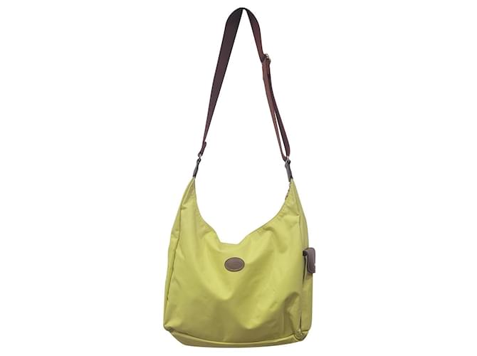 Longchamp borsa hobo mezzaluna gialla Giallo Pelle Tela  ref.525152