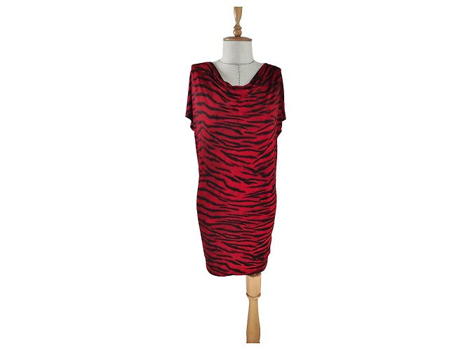 Michael Kors Kleid Zebra Muster Rot Schwarz