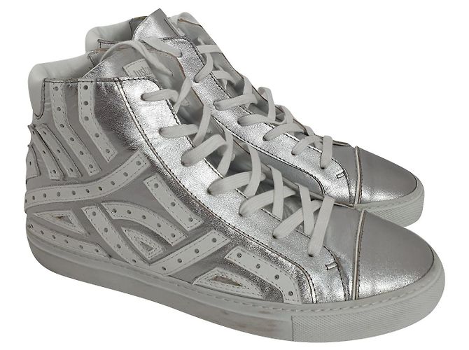 Just Cavalli Sneaker Silber Weiß Leder 44