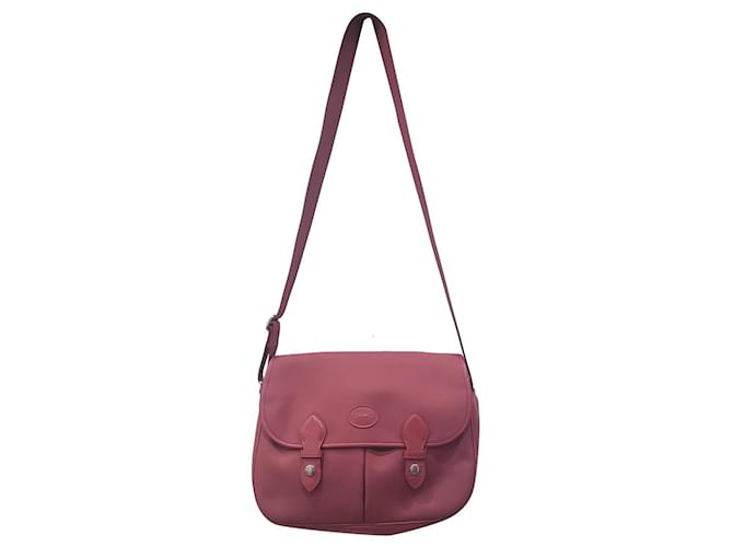 Longchamp red satchel shoulder bag Leather Cloth  ref.525345