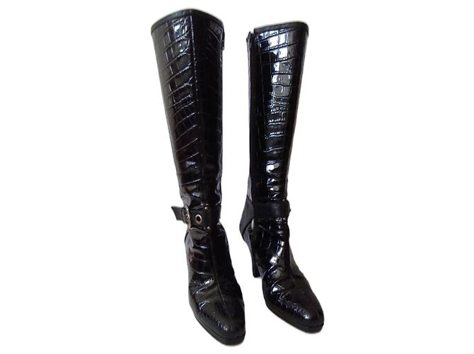 Autre Marque Botas de piel negra para mujer Negro