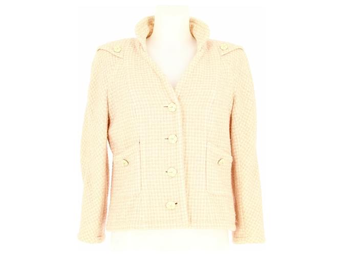 Chanel Rose tweed jacket size 44 Beige ref.525611 - Joli Closet