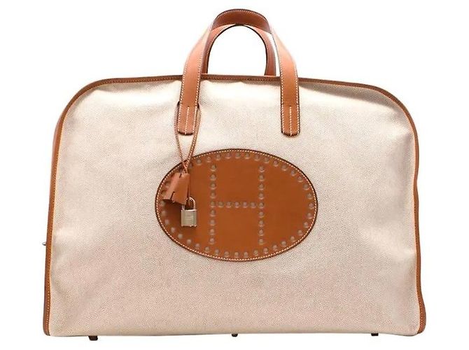 Bolso de viaje Hermès Evelyne en lona de algodón Multicolor
