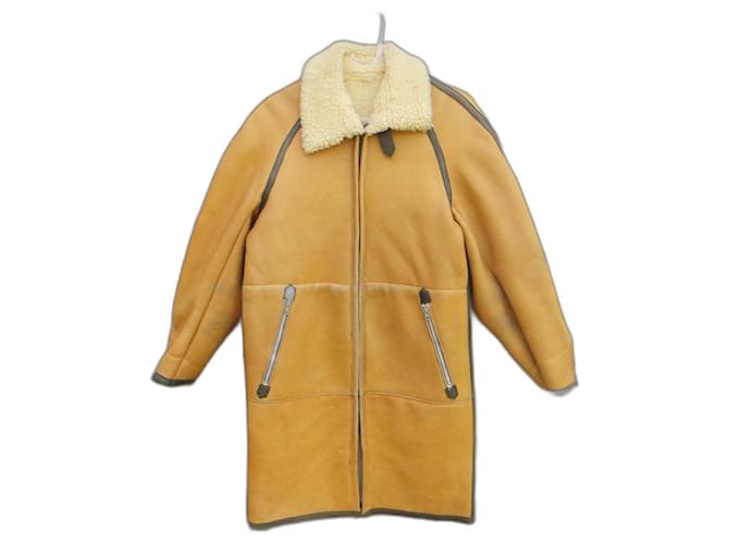 Autre Marque cappotto in montone vintage taglia S Giallo Pelliccia  ref.525772