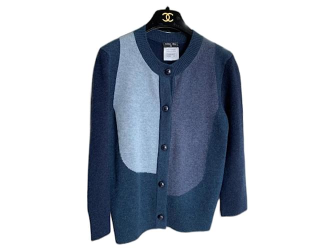 Chanel Knitwear Blue Grey Cashmere  ref.525960