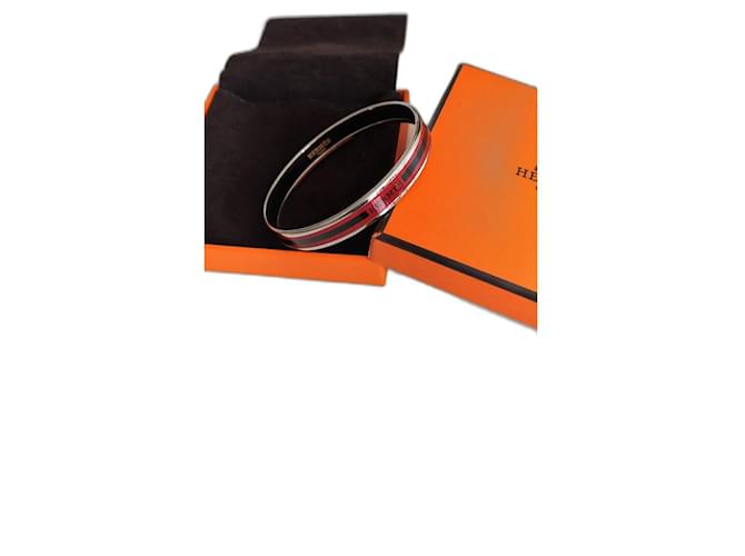 Hermès Email Armband Rot Stahl  ref.525968