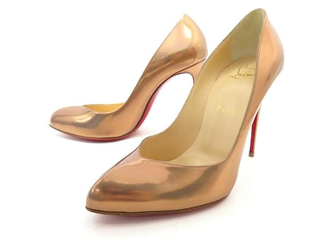 NEW CHRISTIAN LOUBOUTIN SHOES 39 BRONZE LEATHER PUMP SHOES  ref.526005