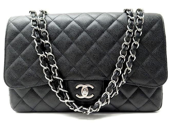 NEW CHANEL CLASSIC TIMELESS JUMBO HANDBAG BLACK QUILTED CAVIAR LEATHER  ref.526067