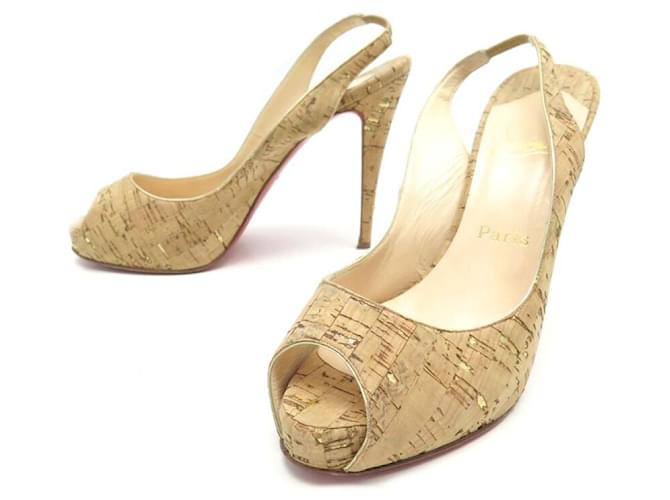 CHRISTIAN LOUBOUTIN PRIVATE NUMBER PUMPS 40 CORK SHOES Beige  ref.526094