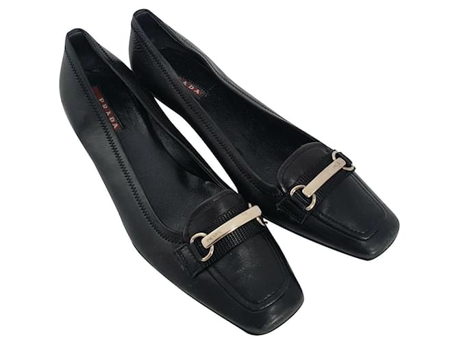 Prada Heels Black Leather  ref.526123