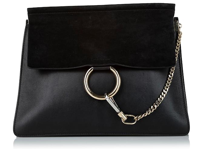 Chloe Chloe Black Faye Leather Shoulder Bag Suede Pony style calfskin ref.526130 Joli Closet