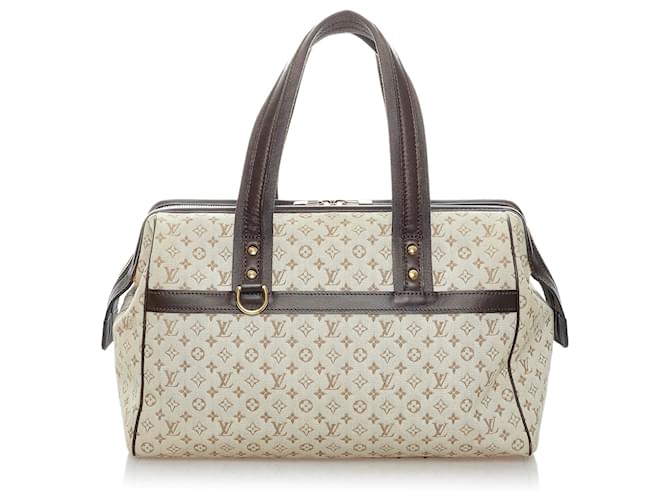 Louis Vuitton Gray Mini Lin Josephine GM Brown Grey Dark brown Leather Cloth Pony-style calfskin Cloth  ref.526135