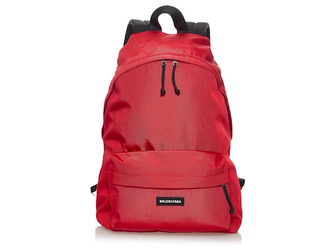 Balenciaga Red Explorer Nylon Backpack Black Cloth  ref.526183