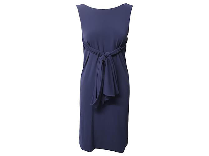 Red Valentino Sleeveless Belted Dress in Navy Blue Acetate Cellulose fibre  ref.526280