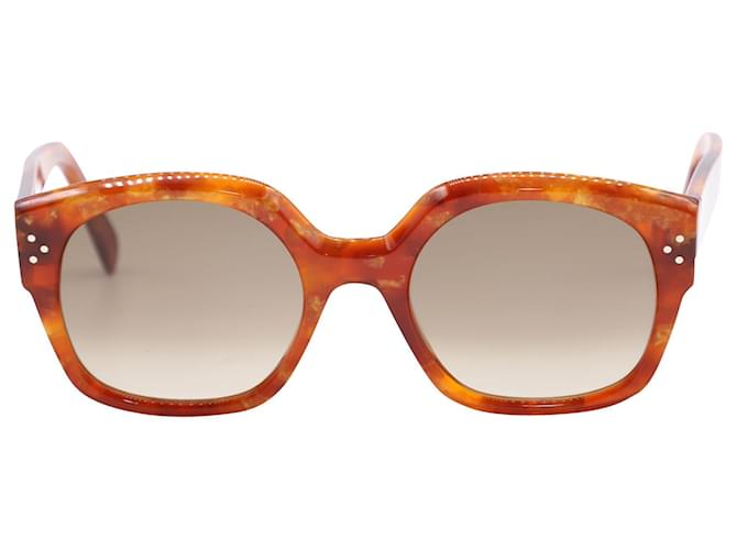 Céline Celine Square Havana Sonnenbrille aus braunem Acetat  ref.526296