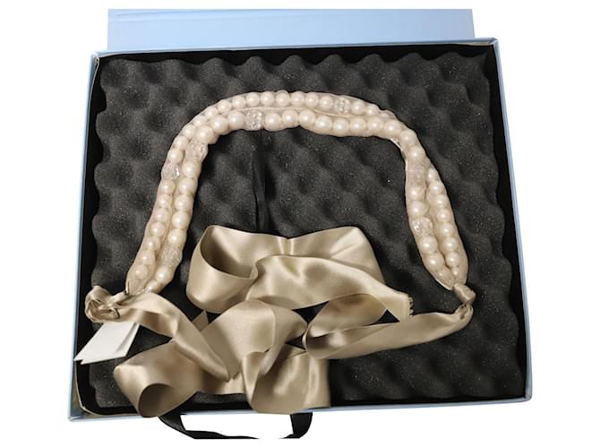 Collar de perlas de imitación en red de Lanvin en perla blanca Blanco Sintético  ref.526302