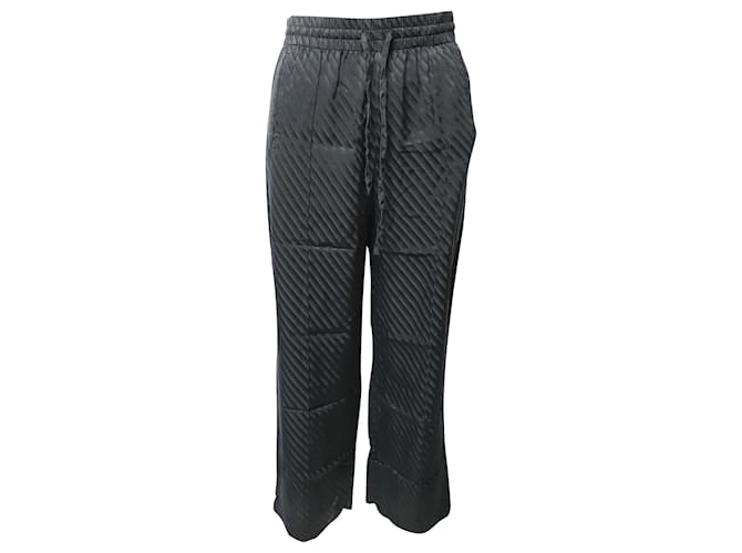 Pantalones con cordón Ganni en seda negra Negro  ref.526308