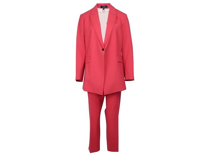 Conjunto blazer Theory Etiennette e calça Treeca em lã rosa