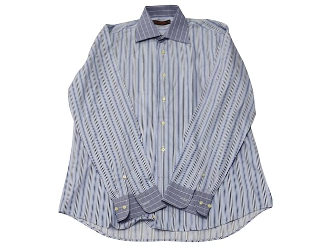 Chemise boutonnée rayée Etro en coton bleu  ref.526314