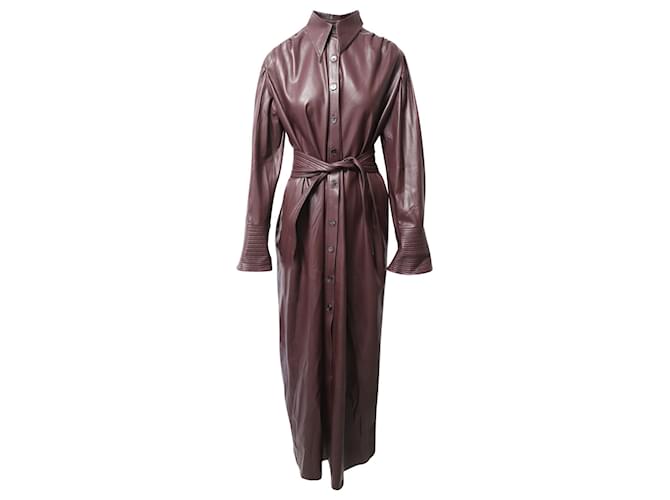 Nanushka Rosana Vegan Leather Maxi Dress in Burgundy Polyester Dark red  ref.526321