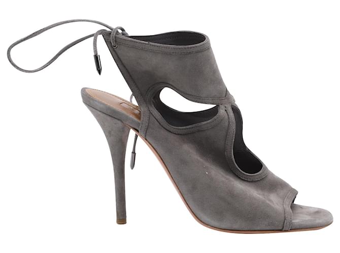 Aquazzura Sexy Thing 105 Sandals In Grey Suede  ref.526331