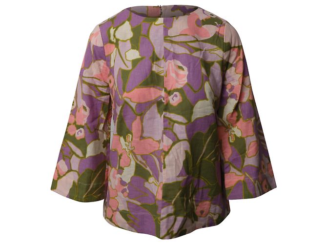 Zimmermann Camicetta a fiori Zimmerman in lino multicolore Stampa python