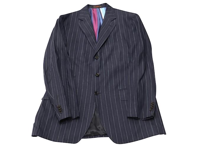 Etro Striped Blazer Jacket in Blue Linen  ref.526339