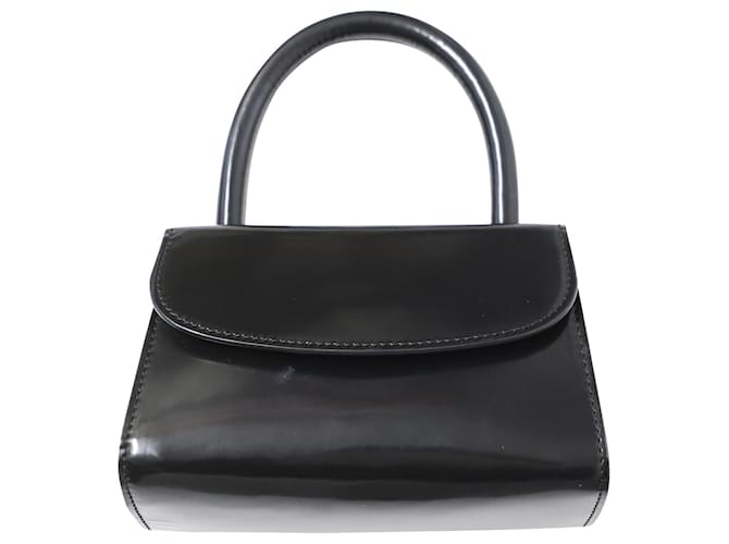 By Far Mini Bag in Black Semi Patent Leather  ref.526342