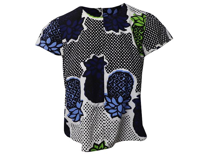 Top Moschino Stampa Ananas in Cotone Multicolor Stampa python