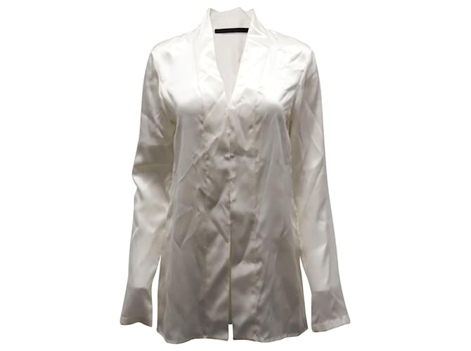 Haider Ackermann Shawl Collar Blouse in Cream Silk-Satin White  ref.526371