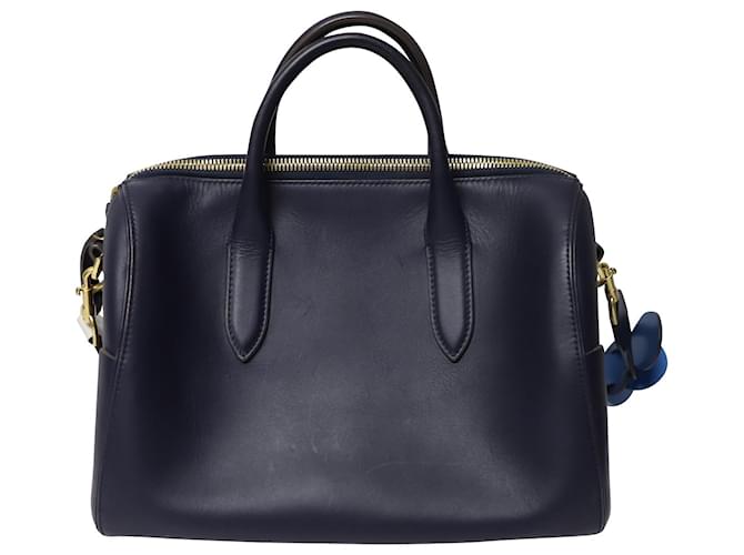 Anya Hindmarch Vere Barrel Bag with Multicolored Strap in Navy Blue Leather  ref.526385