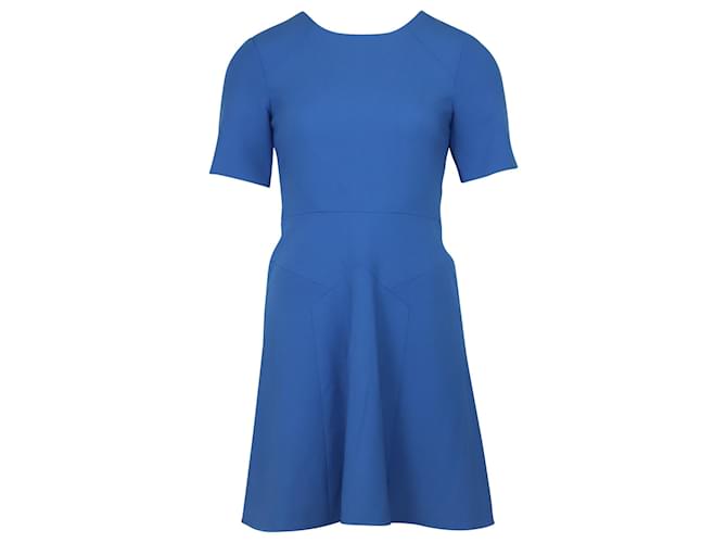 Tibi Paneled Fit and Flare Crepe Dress in Blue Polyester  ref.526391