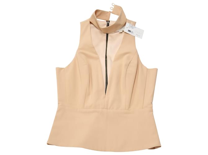Autre Marque Michelle Mason Plunge Choker Sleeveless Top in Nude Polyester Brown Flesh  ref.526397