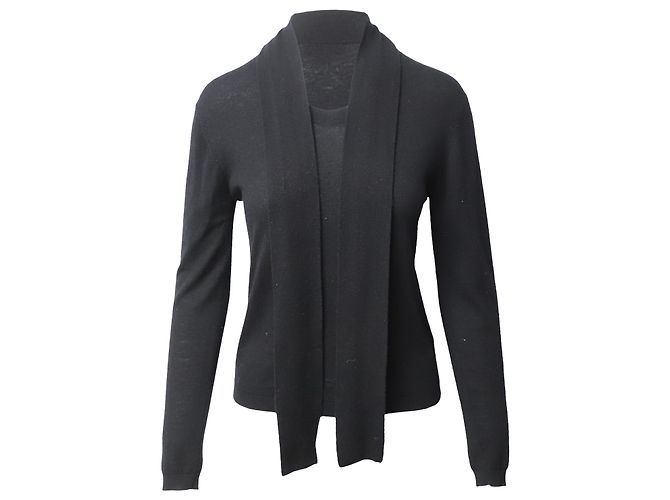 Burberry-Pullover mit angenähtem Schal aus schwarzem Kaschmir