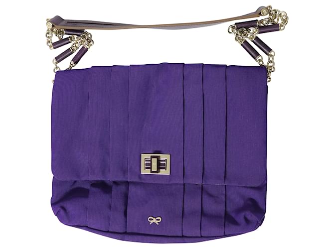 Anya Hindmarch Gracie Shoulder Bag in Purple Cotton  ref.526417