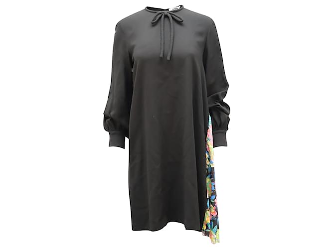 Msgm Shift Dress with Floral Print in Black Acetate Cellulose fibre  ref.526445