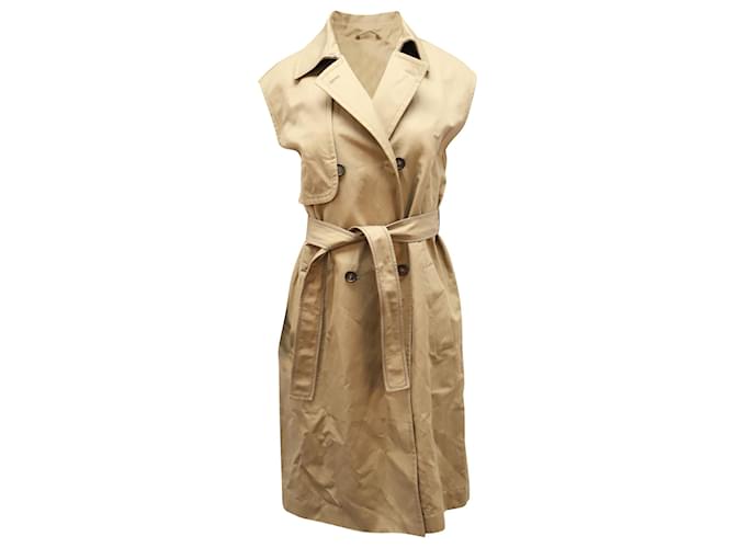Brunello Cucinelli Double Breasted Sleeveless Trench Coat in Beige Cotton  ref.526448