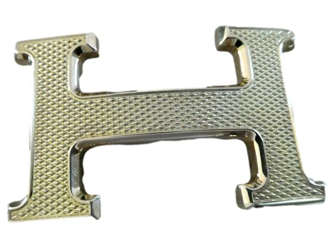 Hermès belt buckle 5382 guilloché gold metal 32MM Gold hardware Steel  ref.526469