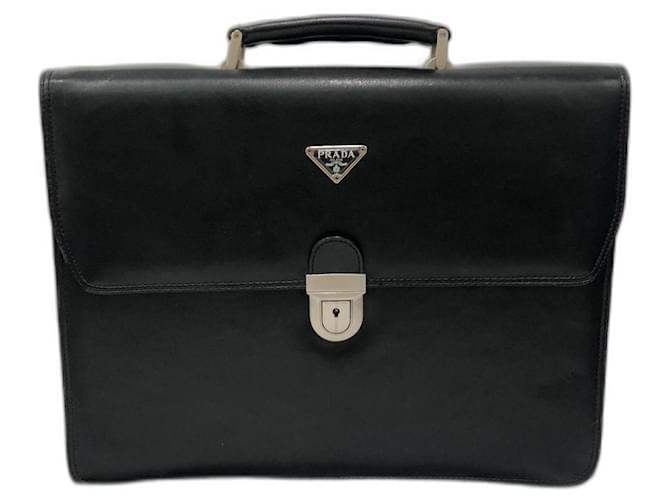 Prada rag-box case Black Leather  ref.526739